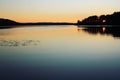 Sunset. Kenozero lake. Aged photo. Russian north. Royalty Free Stock Photo