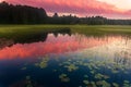 Sunset at Kenozero lake. Royalty Free Stock Photo