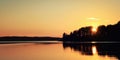 Sunset. Kenozero lake. Wide photo. Russian North. Royalty Free Stock Photo