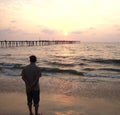 Sunset at Kerala Beach, India Royalty Free Stock Photo
