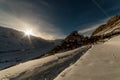 Sunset at Key gompa tibetan monastery in Himalayas. Spiti valley, Himachal Pradesh, India Royalty Free Stock Photo