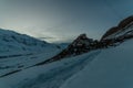 Sunset at Key gompa tibetan monastery in Himalayas. Spiti valley, Himachal Pradesh, India Royalty Free Stock Photo