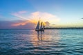 Sunset at Key West with sailing boat