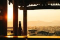 Sunset at Kiyomizu-dera Temple, Kyoto, Japan. Royalty Free Stock Photo