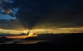 A sunset at Kotor bay with dark clouds Royalty Free Stock Photo