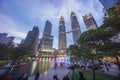 Sunset at Kuala Lumpur city skyline with Petronas KLCC Twin Towers Royalty Free Stock Photo