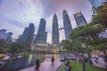 Sunset at Kuala Lumpur city skyline with Petronas KLCC Twin Towers Royalty Free Stock Photo