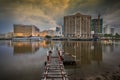 Sunset at Kuching Waterfont with beautiful clouds background Royalty Free Stock Photo