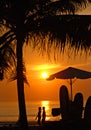 Sunset on Kuta beach, Bali Royalty Free Stock Photo