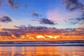 Sunset in kute beach bali Royalty Free Stock Photo
