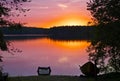 Sunset at Kuusamo Lake in Finland. Royalty Free Stock Photo