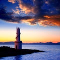 Sunset from La Savina lighthouse in Formentera Royalty Free Stock Photo