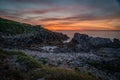 Sunset at La torche in brittany in the summer Royalty Free Stock Photo