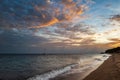 Sunset on Laiya beach, San Juan, Batangas Province, Luzon island, Philippines Royalty Free Stock Photo