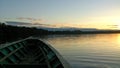 Sunset on a lake in the Amazonas Jungel, Peru