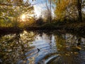 Sunset on a lake in autumn Royalty Free Stock Photo