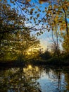 Sunset on a lake in autumn Royalty Free Stock Photo