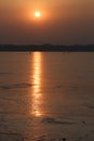 sunset on the lake in beijing summer palace