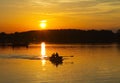 Sunset on the lake, boat