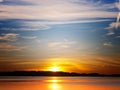 Sunset at lake chiemsee Royalty Free Stock Photo