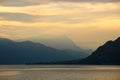 Sunset on the lake Como, Italy Royalty Free Stock Photo