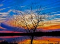 Sunset at Lake Crabtree Royalty Free Stock Photo