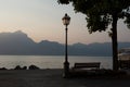 Sunset at lake Garda, Torri del Benaco, italy Royalty Free Stock Photo