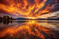 Sunset on Lake Geneva, Switzerland. Long exposure. Beautiful natural landscape, Bright sunset over Lake Geneva, Switzerland, with Royalty Free Stock Photo