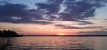 Sunset, lake, horizon, clouds