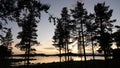 Sunset at Lake Hornavan near Arjeplog in summer in Lapland, Sweden