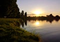 Sunset on the lake landscape Royalty Free Stock Photo