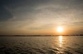 Sunset on Lake Ligheanca in the Danube Delta Royalty Free Stock Photo