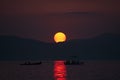 Sunset at Lake Ohrid Royalty Free Stock Photo