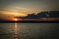 Sunset on the lake Ontario. Beautiful orange sunset. Royalty Free Stock Photo