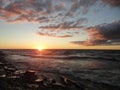 Sunset at lake Ontario in Oswego, NY Royalty Free Stock Photo