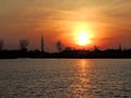 Sunset on lake Palic Royalty Free Stock Photo