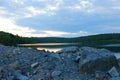 Sunset on the lake of pierre percee