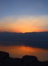 Sunset on lake reflection