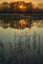 Sunset on lake reflection Royalty Free Stock Photo
