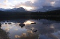 Sunset at a lake in Rocky Mountains