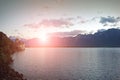 Sunset at lake shore