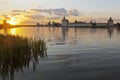 Sunset on the lake Siverskoe about Kirillo-Belozersky Monastery