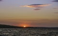 Sunset at Lake Superior view from Sandpoint beach in Munising, Michigan Royalty Free Stock Photo