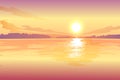 Sunset on the lake, vector landscape background Royalty Free Stock Photo