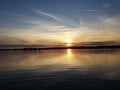 Sunset lake Velence sun goes down Royalty Free Stock Photo