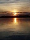 Sunset lake Velence sun goes down Royalty Free Stock Photo