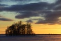 Sunset on the lake in winter, Finland Royalty Free Stock Photo