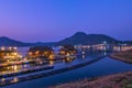 Sunset at Lakeside rafthouse at Srinagarind Dam, Kanchanaburi Pr