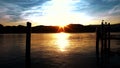 Sunset landscape on the Angera pier.