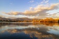 Sunset landscape around Peck Road Park Lake